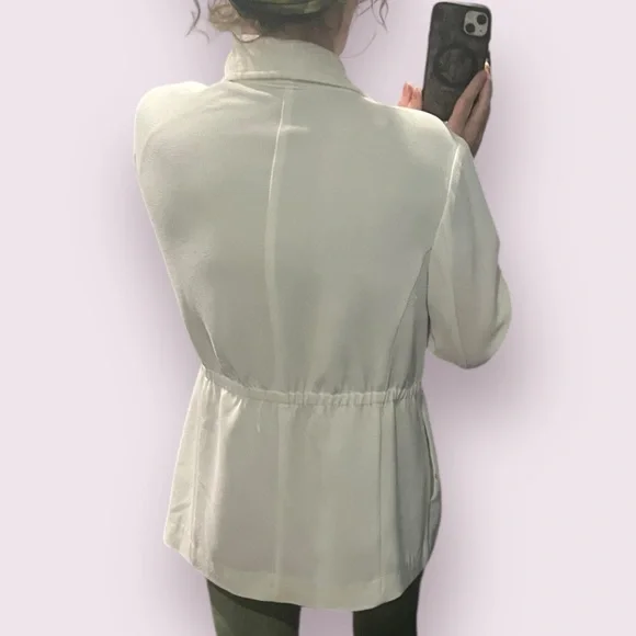 Alfani Soft White Open Front Draped Blazer | Size L - Picture 5 of 16